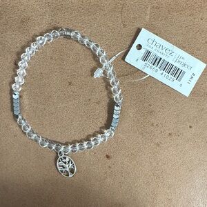 NWT • Chavez for Charity Silver Tree Charm Stretch Bracelet
